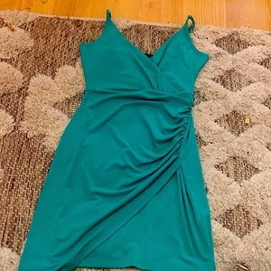 Green dress.